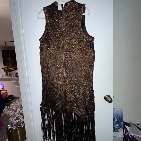 Anthropologie - PLUS SIZE Gold and brown dress - Picture 6 of 7